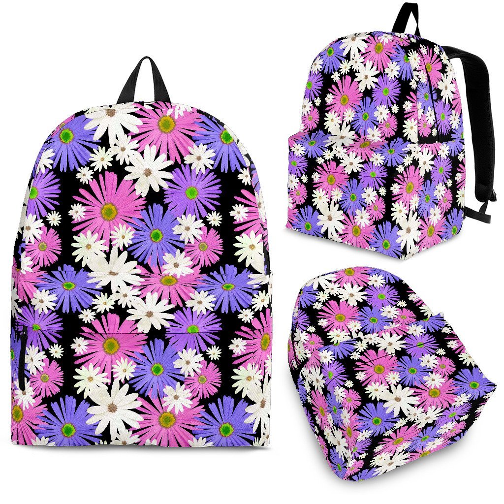 Colorful Daisy Pattern Print Premium Backpack-grizzshop