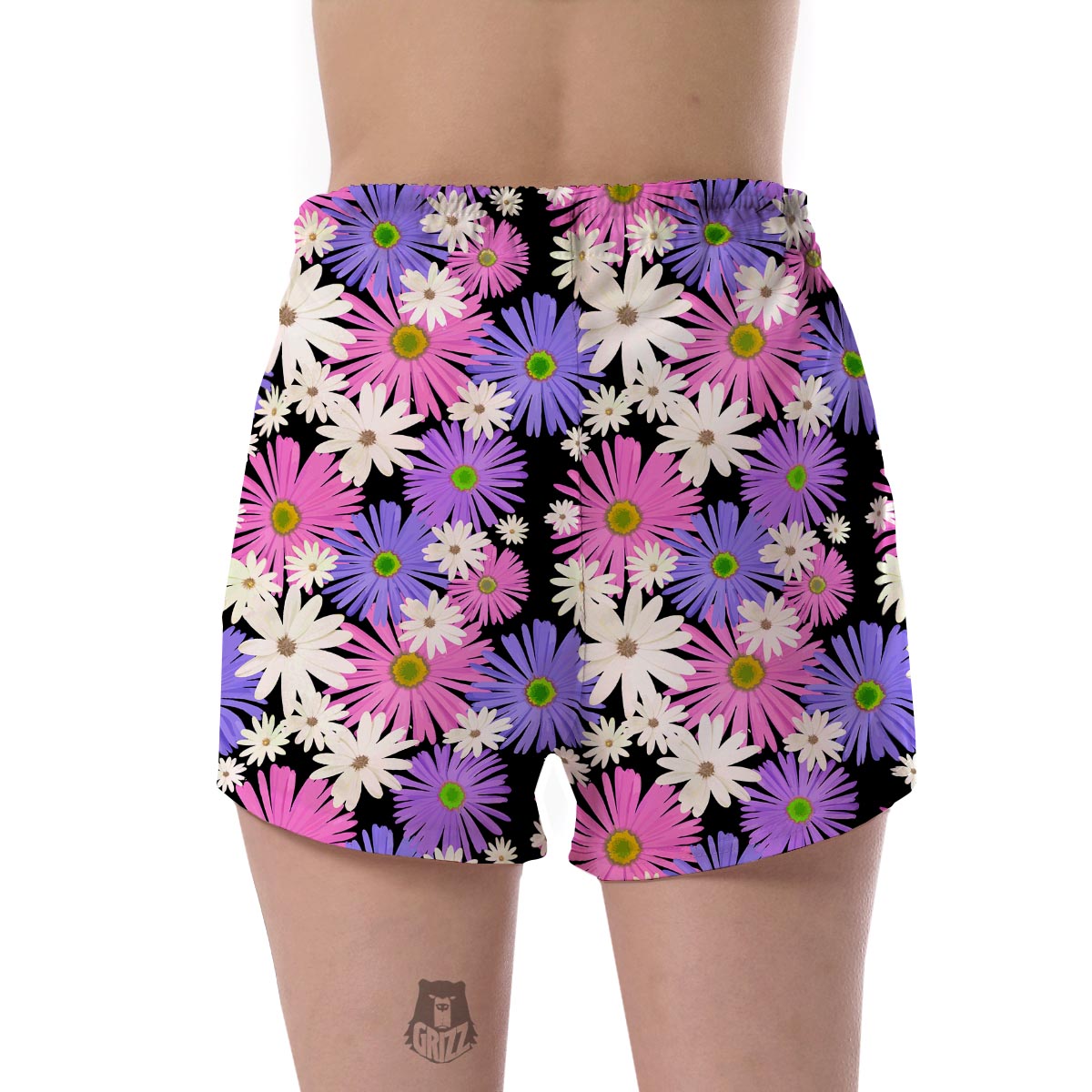 Colorful Daisy Pattern Print Women's Shorts-grizzshop