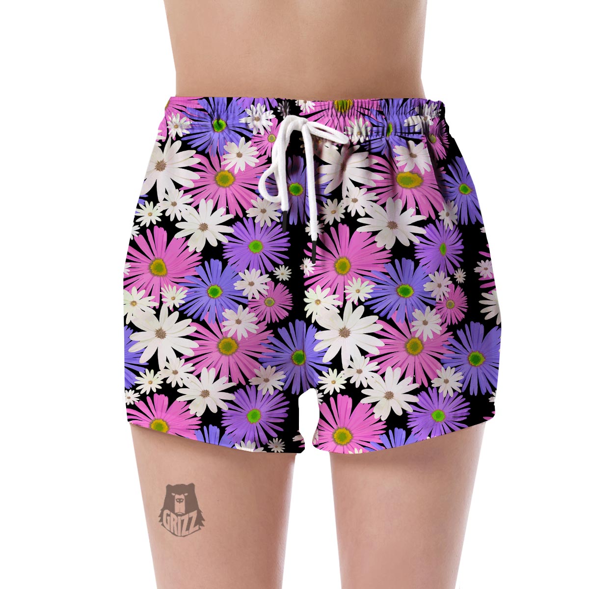 Colorful Daisy Pattern Print Women's Shorts-grizzshop