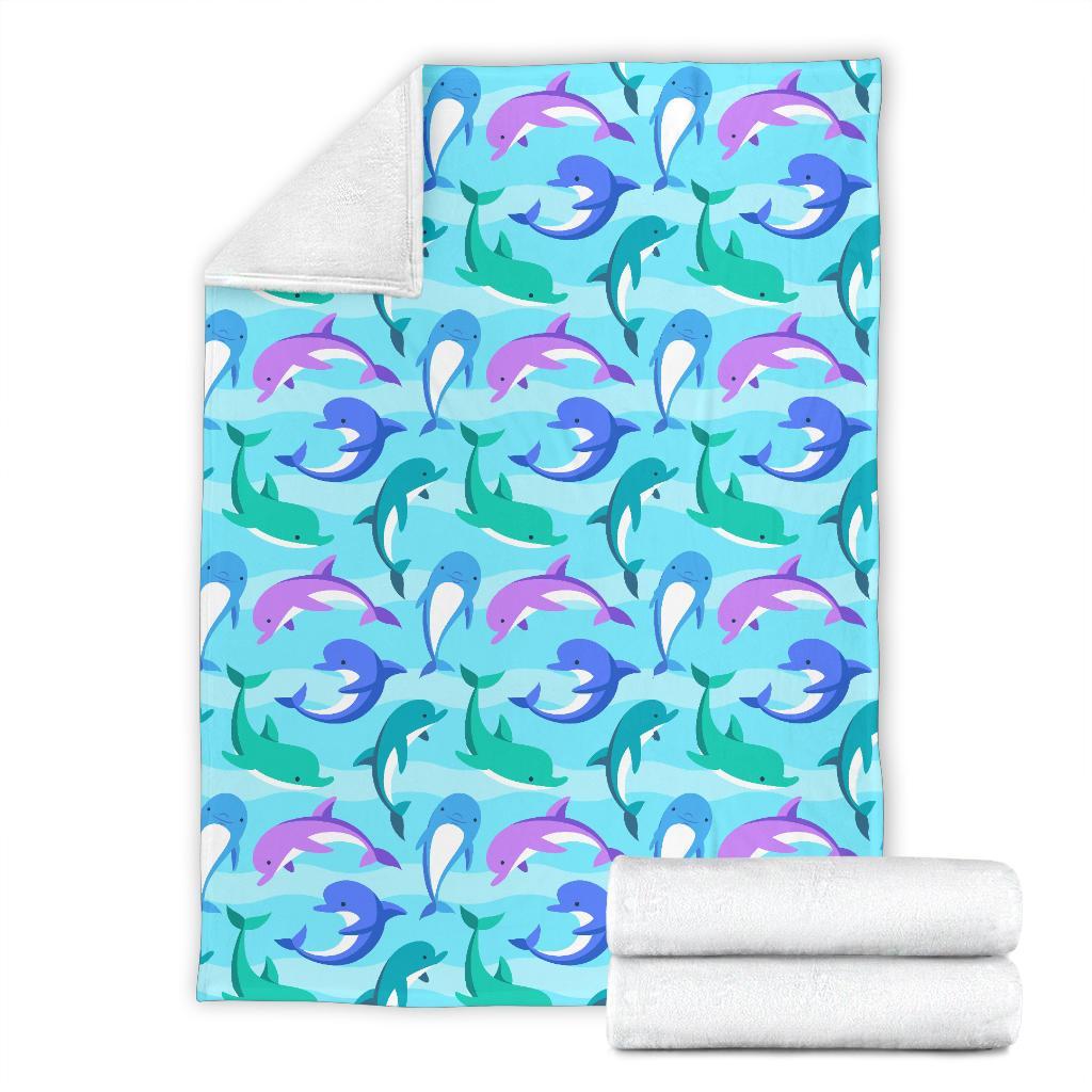 Colorful Dolphin Pattern Print Blanket-grizzshop