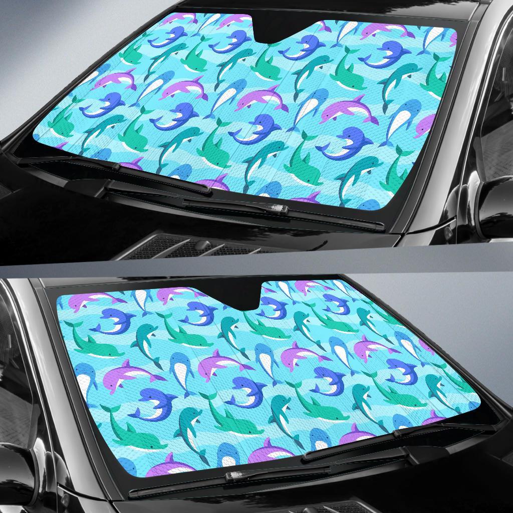Colorful Dolphin Pattern Print Car Sun Shade-grizzshop