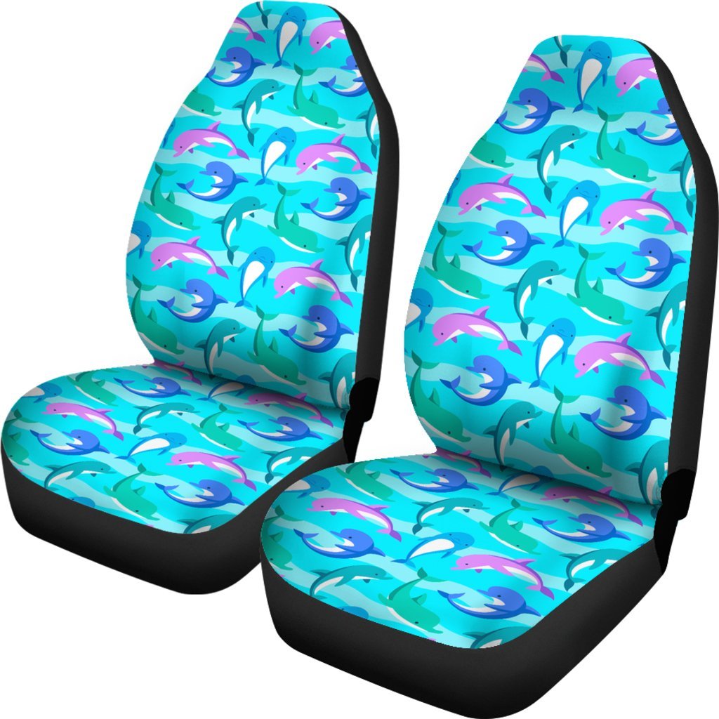 Colorful Dolphin Pattern Print Universal Fit Car Seat Cover-grizzshop