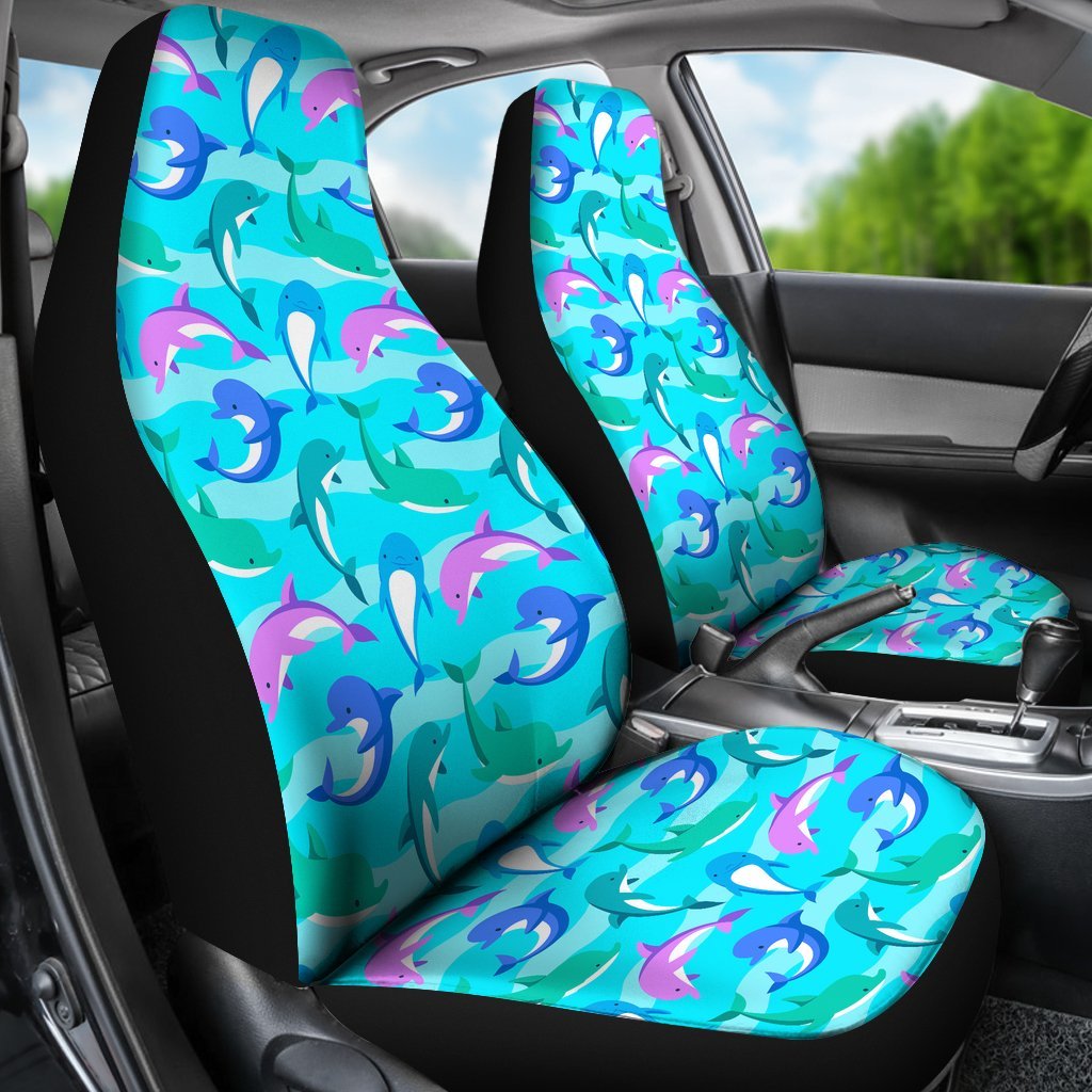 Colorful Dolphin Pattern Print Universal Fit Car Seat Cover-grizzshop