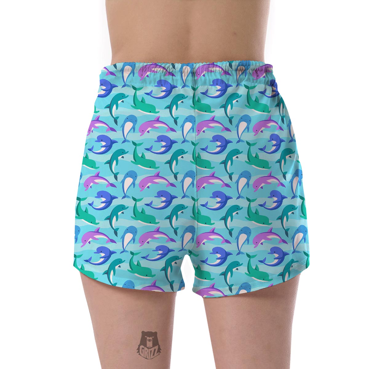 Colorful Dolphin Pattern Print Women's Shorts-grizzshop
