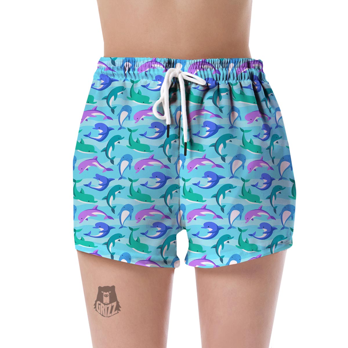 Colorful Dolphin Pattern Print Women's Shorts-grizzshop