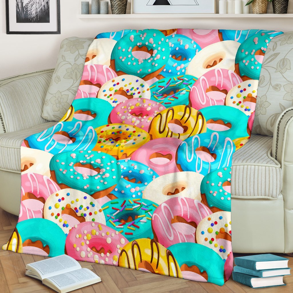 Colorful Donut Pattern Print Blanket-grizzshop