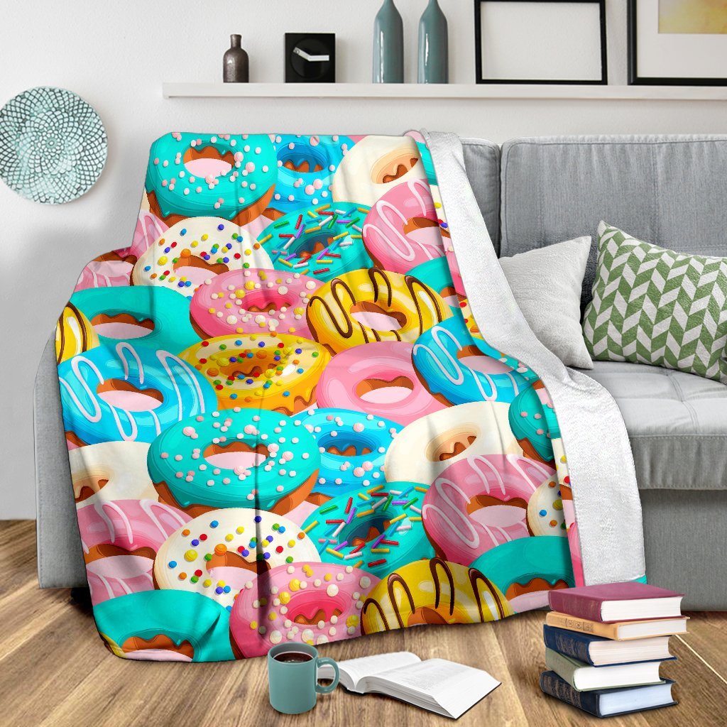 Colorful Donut Pattern Print Blanket-grizzshop