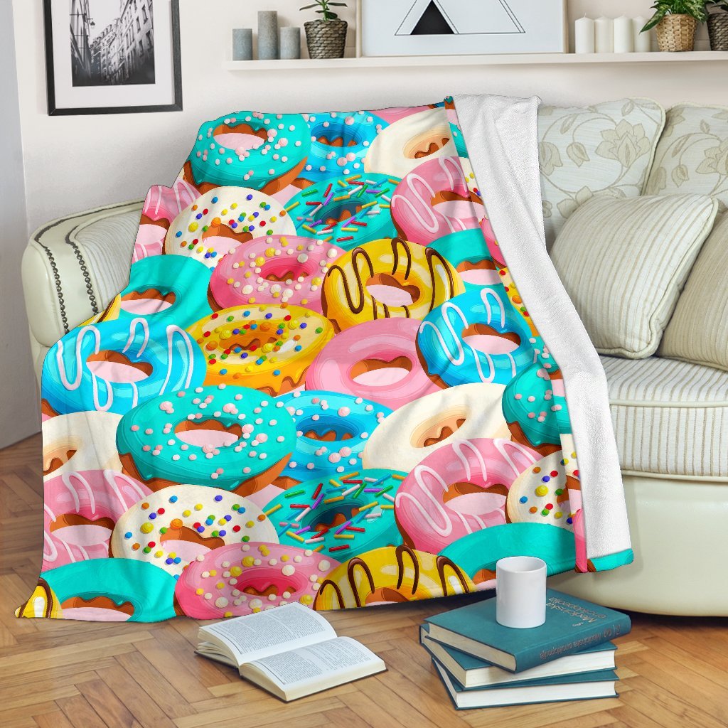 Colorful Donut Pattern Print Blanket-grizzshop