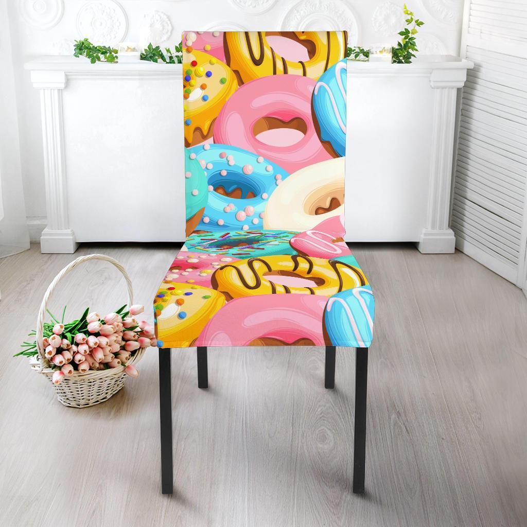 Colorful Donut Pattern Print Chair Cover-grizzshop