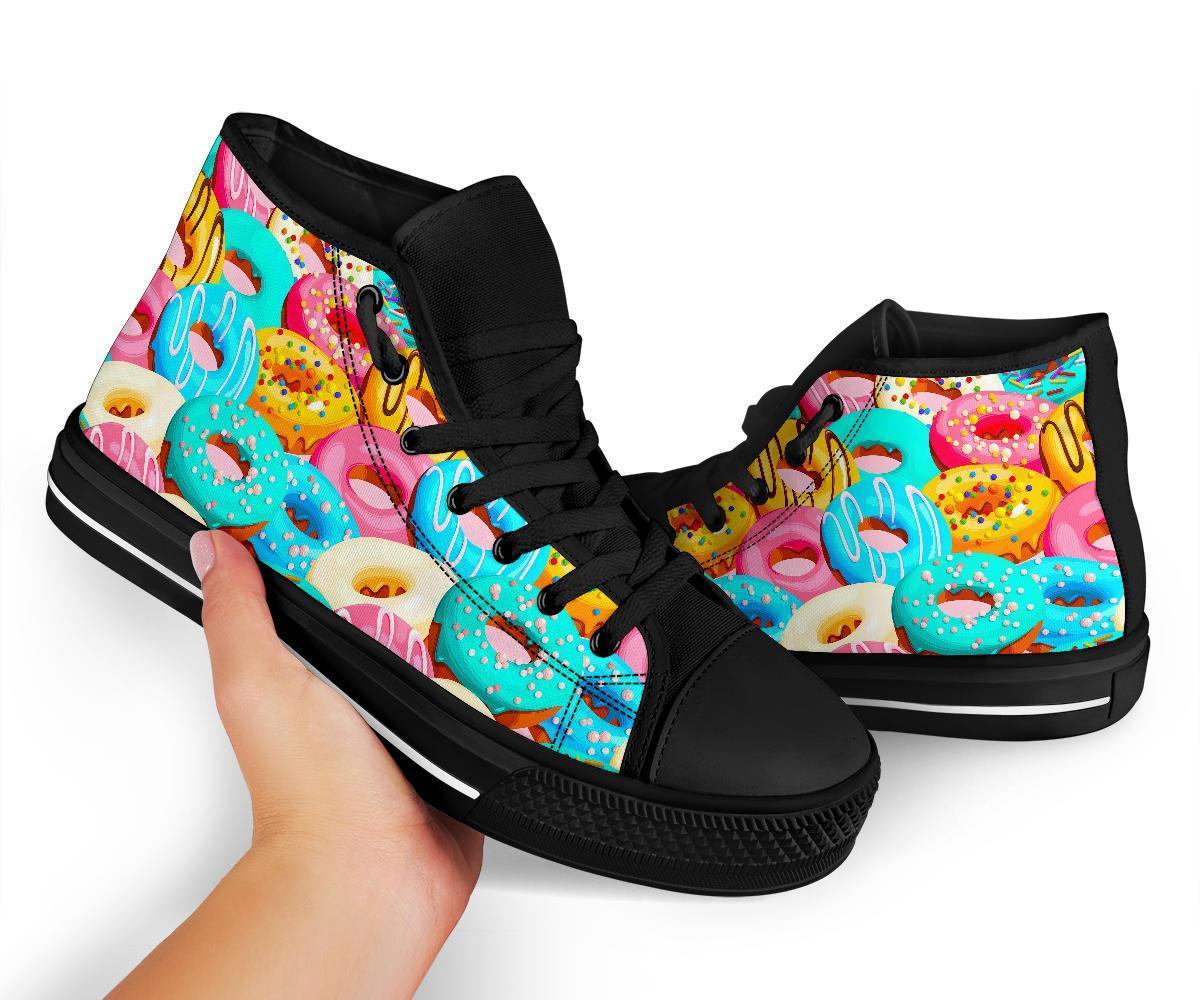 Colorful Donut Pattern Print Men Women's High Top Shoes-grizzshop