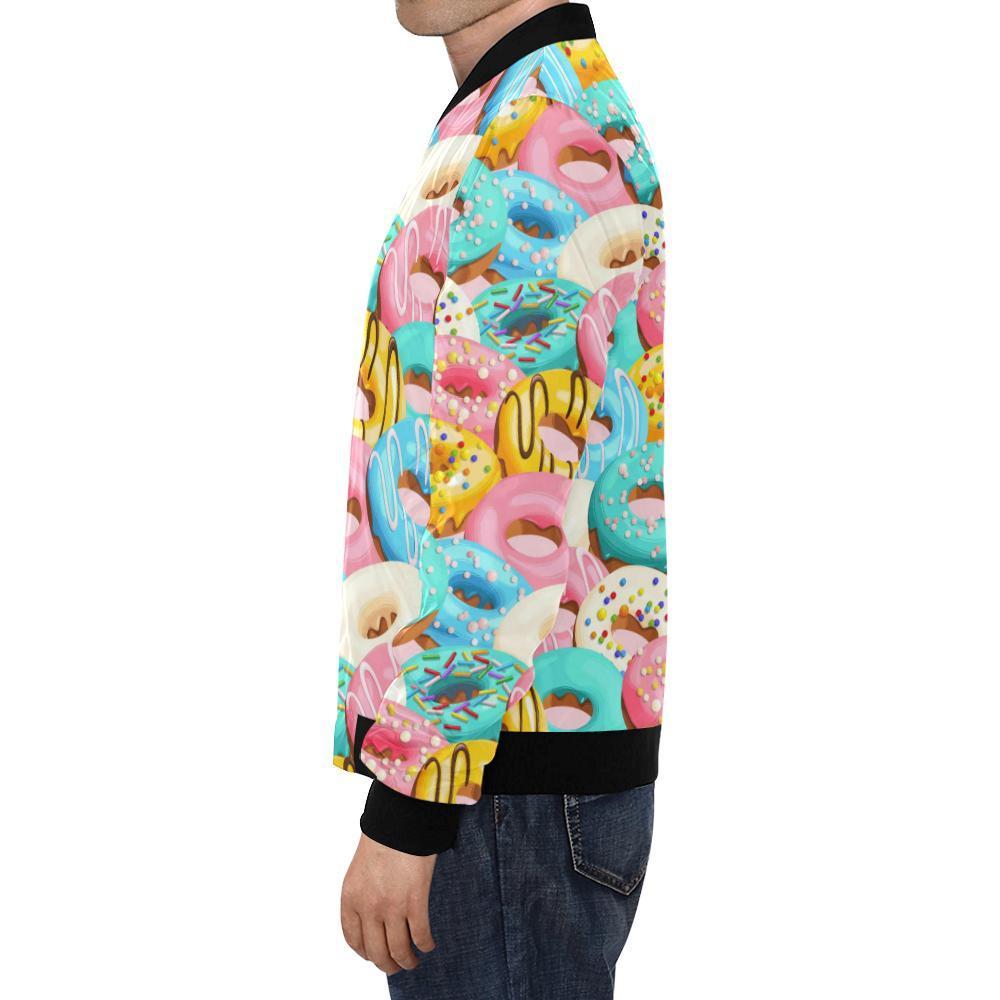 Colorful Donut Pattern Print Men's Bomber Jacket-grizzshop
