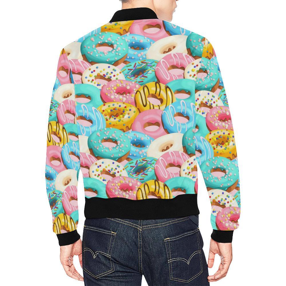 Colorful Donut Pattern Print Men's Bomber Jacket-grizzshop