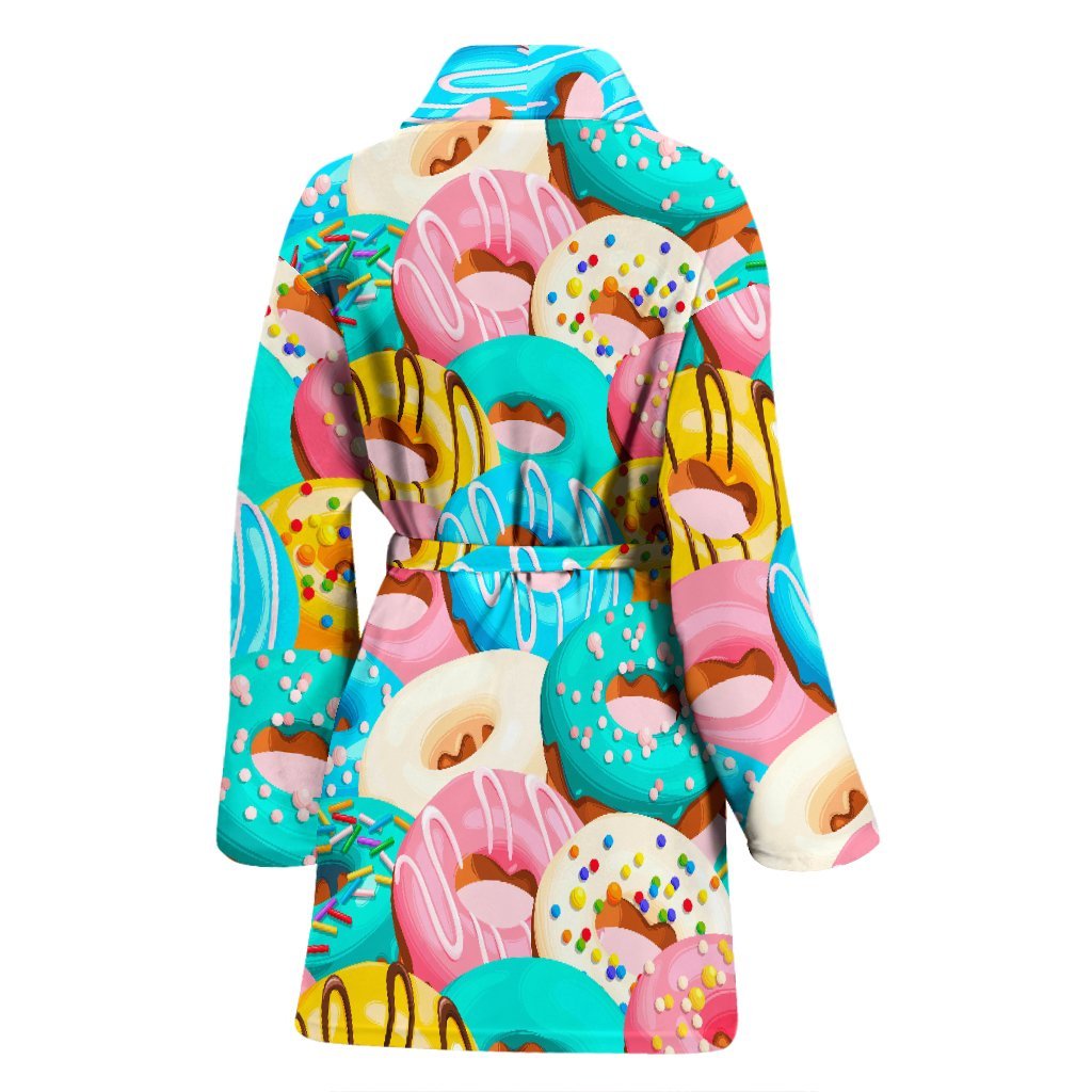 Colorful Donut Pattern Print Women Long Robe-grizzshop