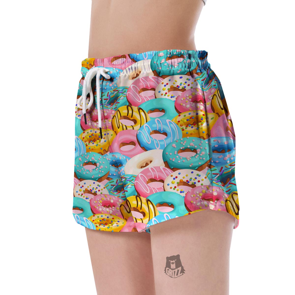Colorful Donut Pattern Print Women's Shorts-grizzshop