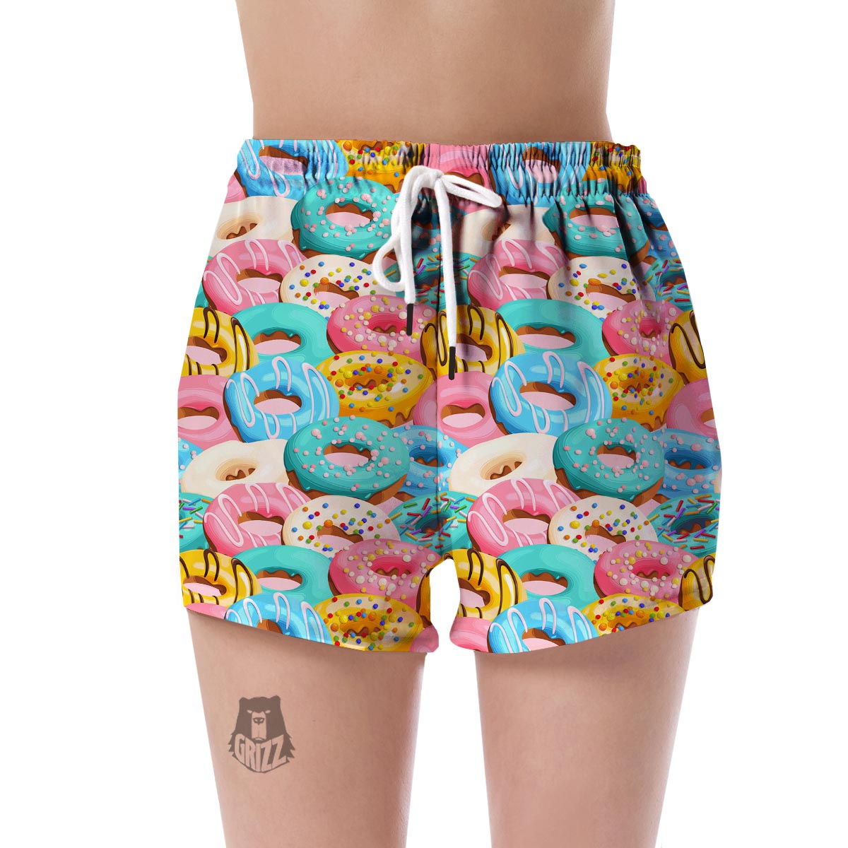 Colorful Donut Pattern Print Women's Shorts-grizzshop