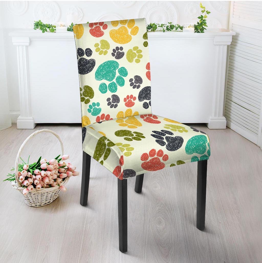 Colorful Doodle Paw Chair Cover-grizzshop
