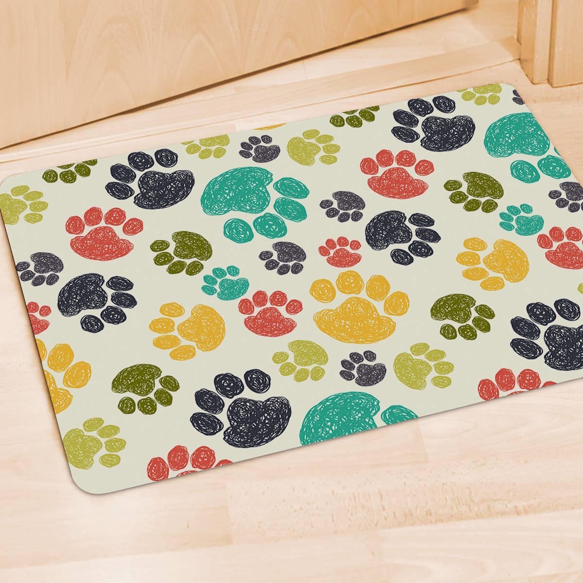 Colorful Doodle Paw Door Mat-grizzshop