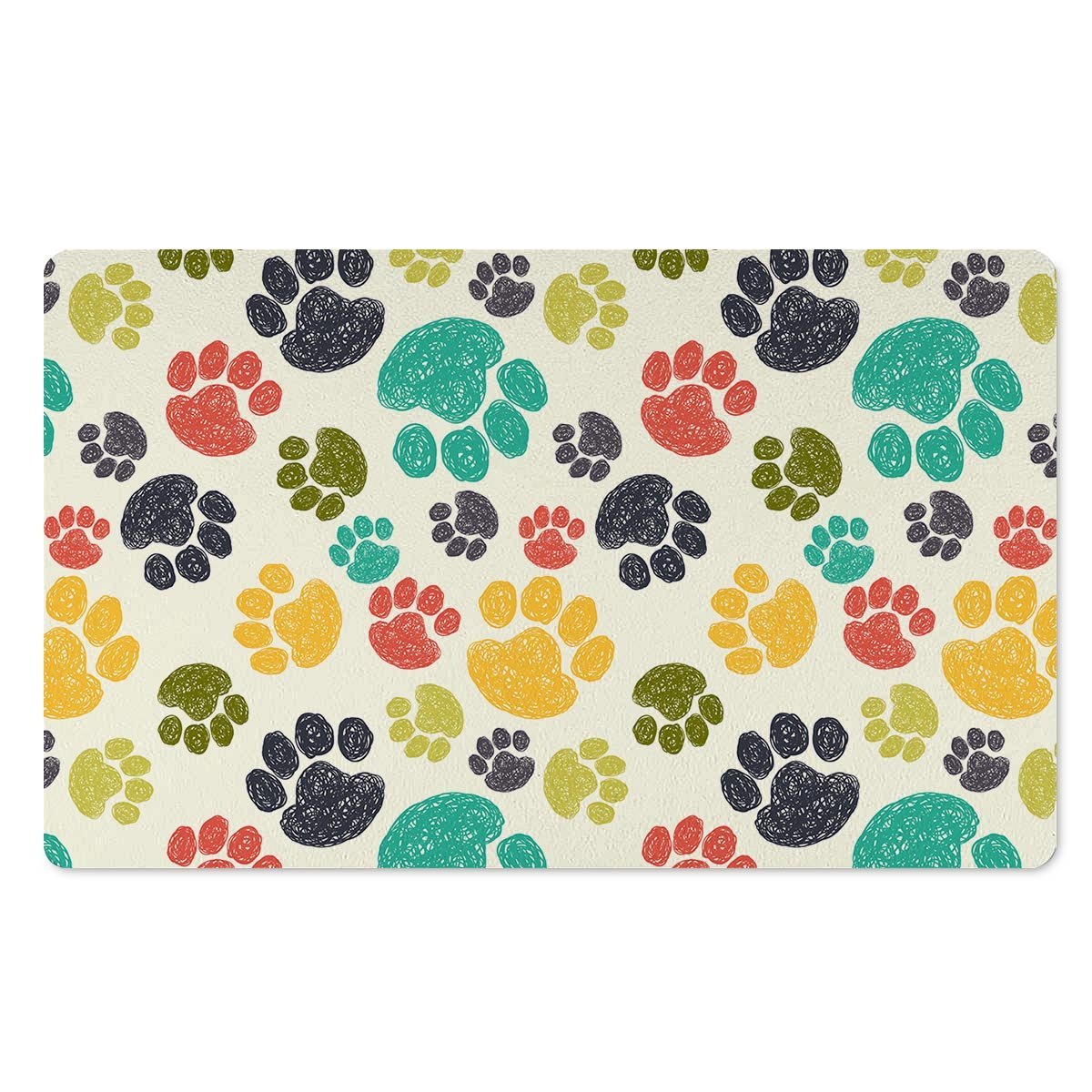 Colorful Doodle Paw Door Mat-grizzshop