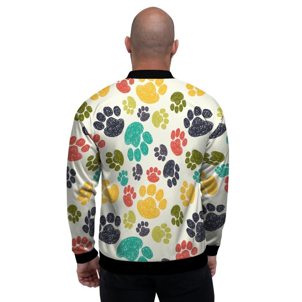 Colorful Doodle Paw Men's Bomber Jacket-grizzshop