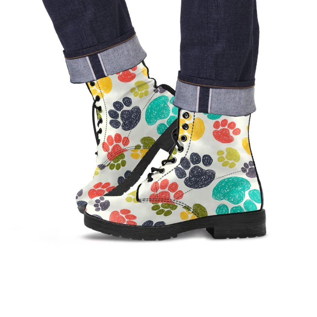 Colorful Doodle Paw Men's Boots-grizzshop