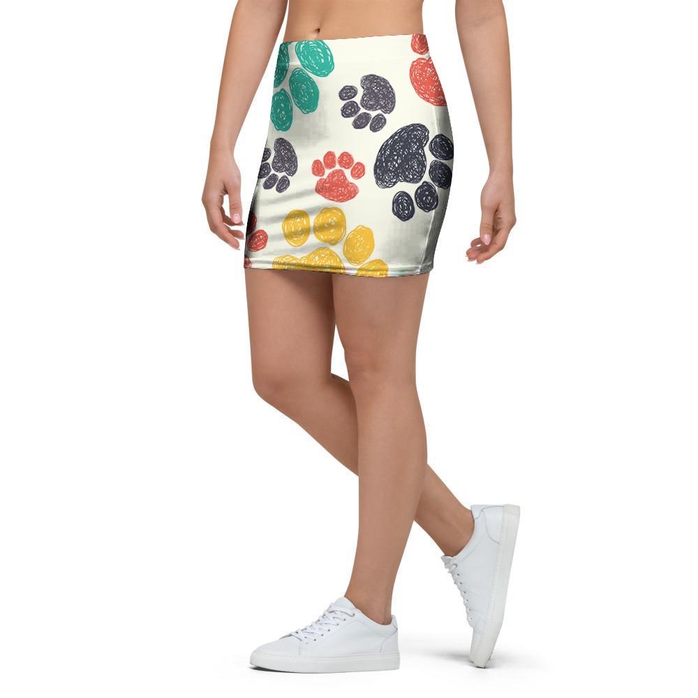 Colorful Doodle Paw Mini Skirt-grizzshop