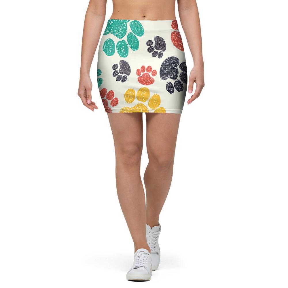 Colorful Doodle Paw Mini Skirt-grizzshop