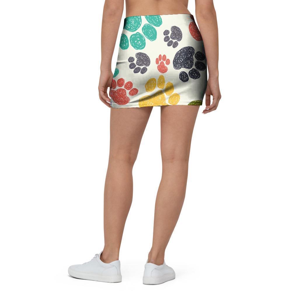 Colorful Doodle Paw Mini Skirt-grizzshop