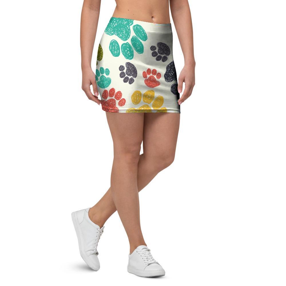 Colorful Doodle Paw Mini Skirt-grizzshop
