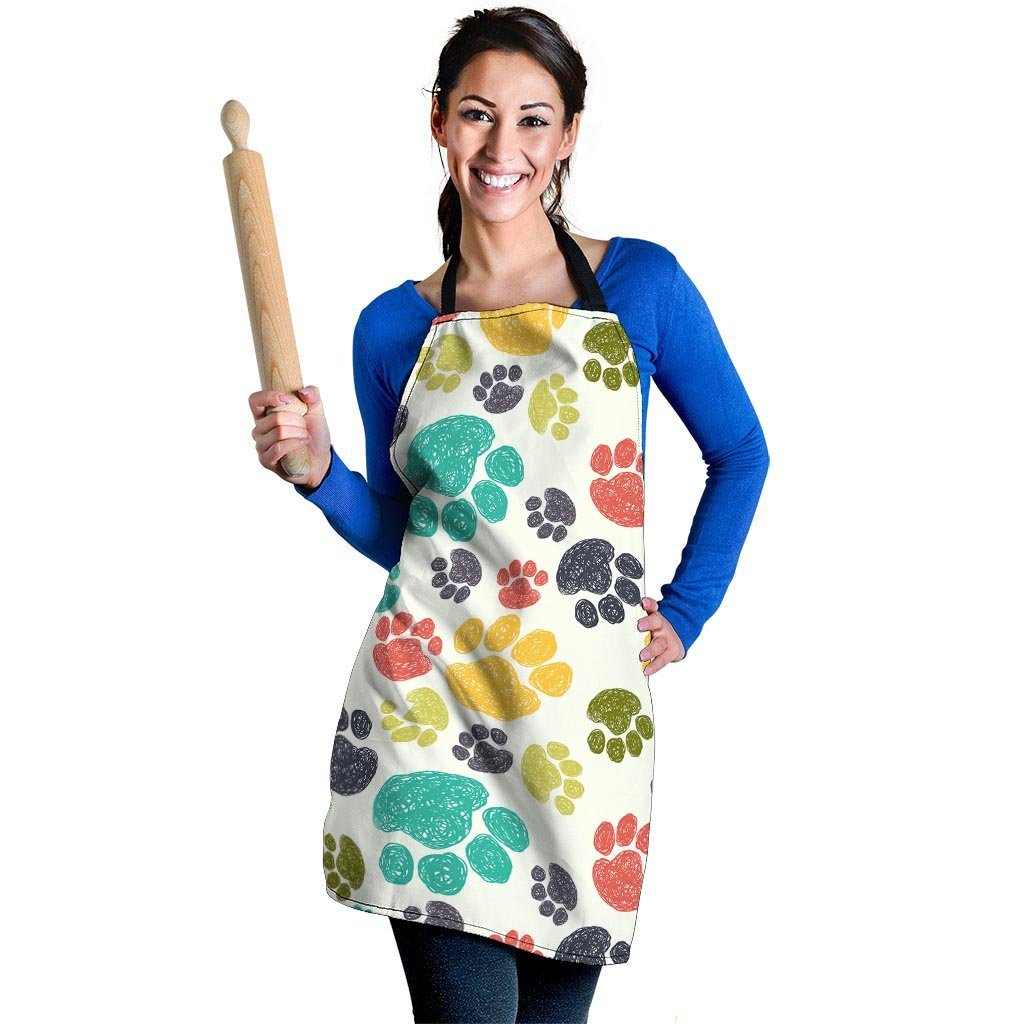 Colorful Doodle Paw Women's Apron-grizzshop