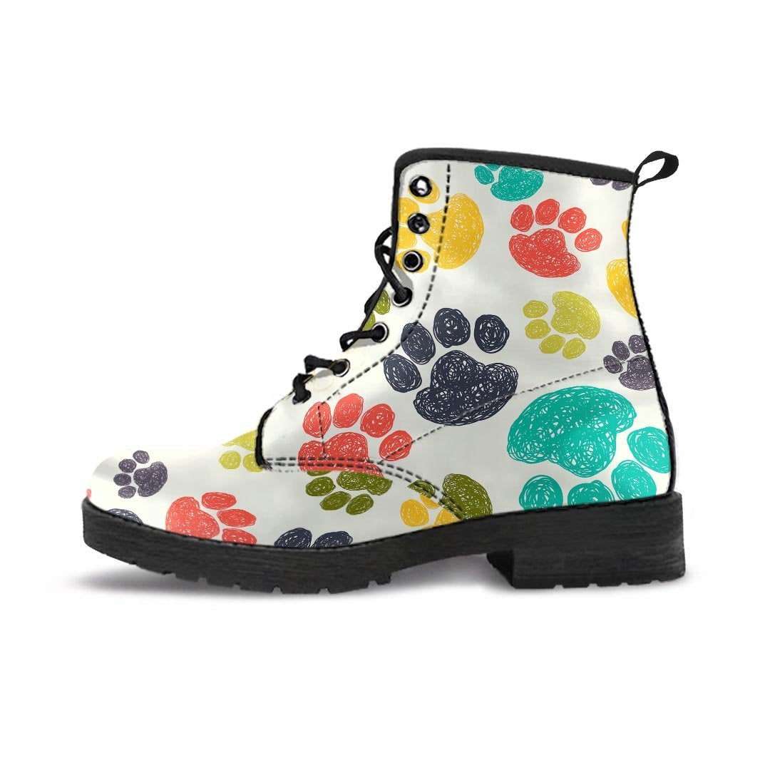 Colorful Doodle Paw Women's Boots-grizzshop
