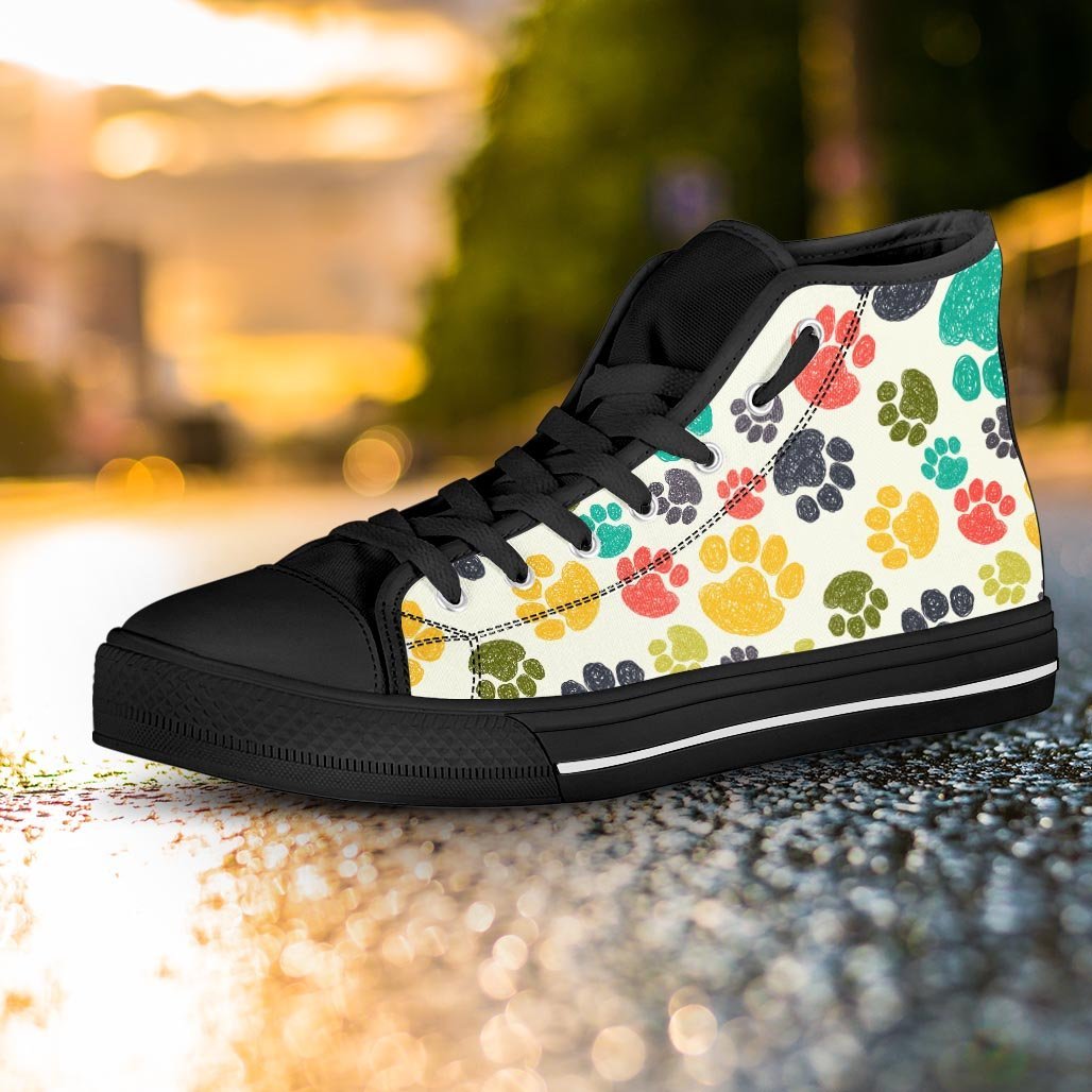 Colorful Doodle Paw Women's High Top Shoes-grizzshop