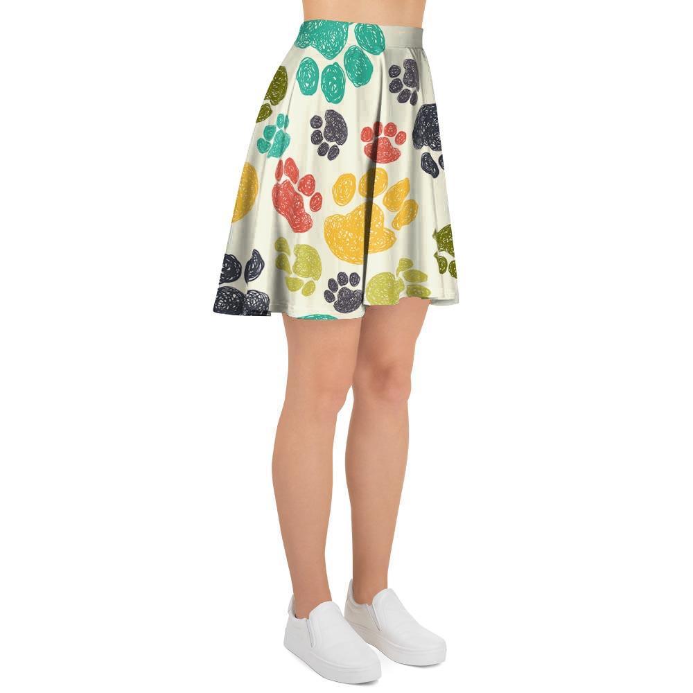 Colorful Doodle Paw Women's Skirt-grizzshop