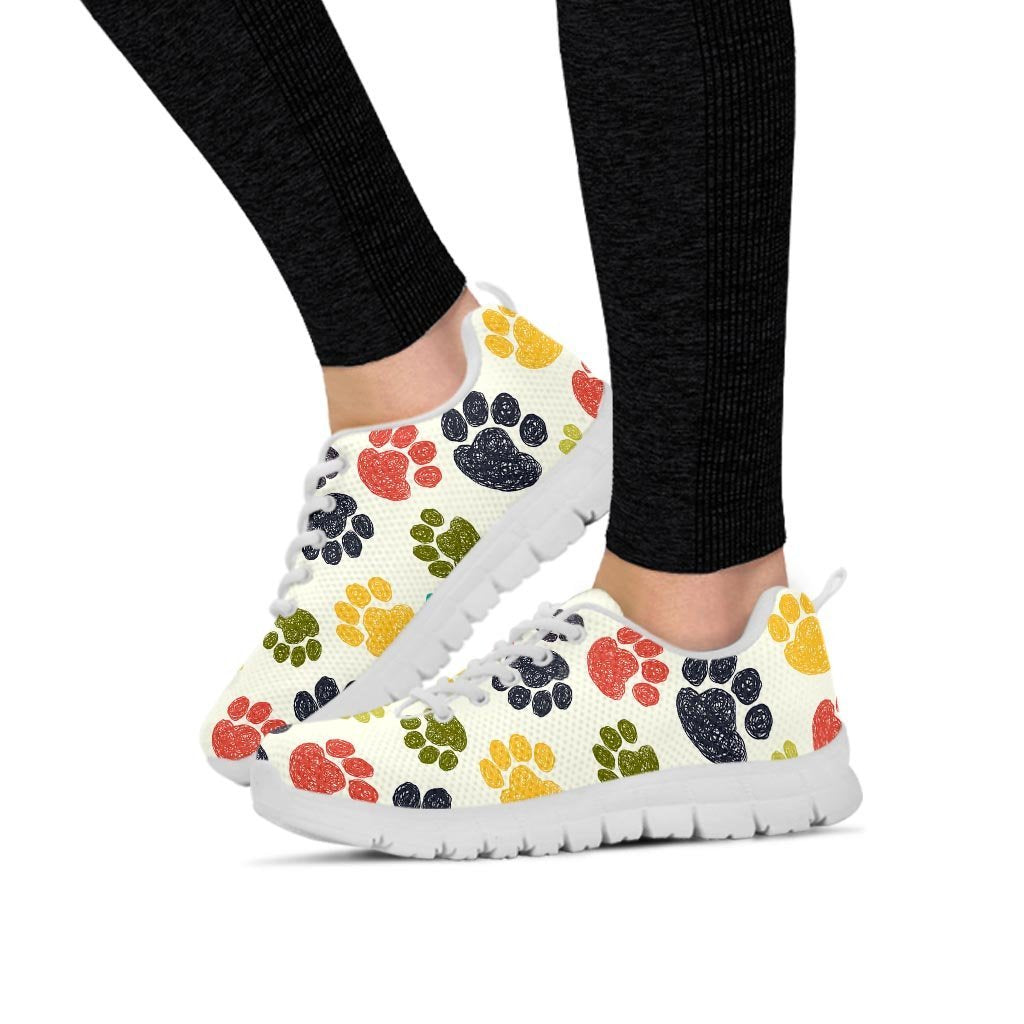 Colorful Doodle Paw Women's Sneakers-grizzshop