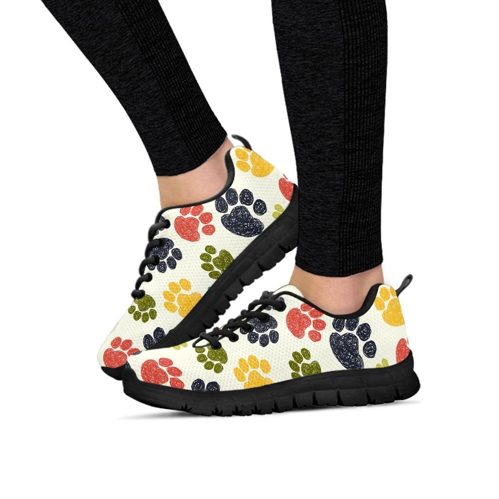Colorful Doodle Paw Women's Sneakers-grizzshop
