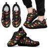 Colorful Electric Guitar Pattern Print Black Sneaker Shoes For Men Women-grizzshop