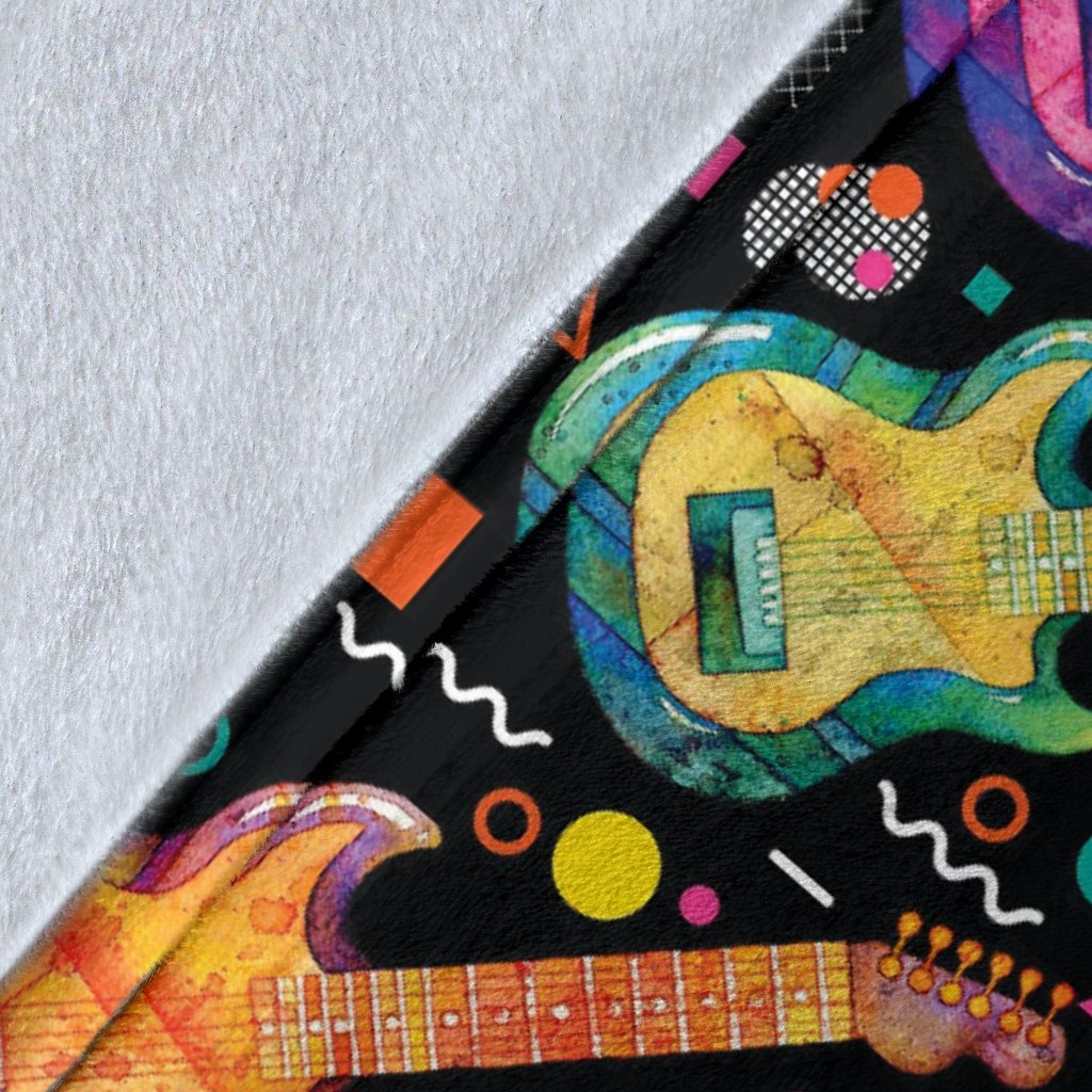 Colorful Electric Guitar Pattern Print Blanket-grizzshop