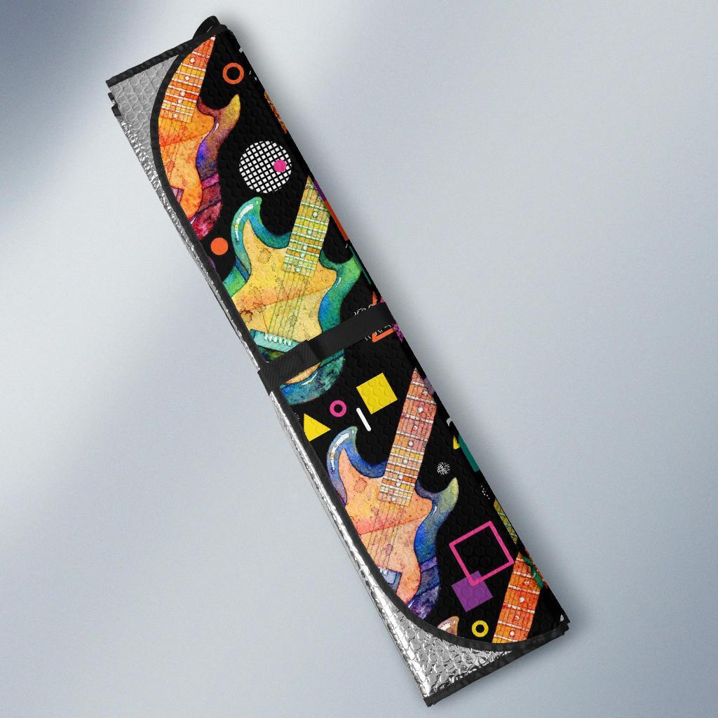 Colorful Electric Guitar Pattern Print Car Sun Shade-grizzshop
