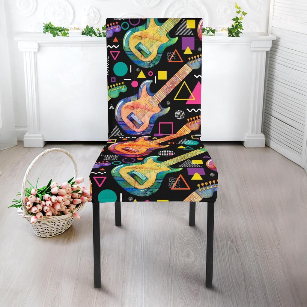 Colorful Electric Guitar Pattern Print Chair Cover-grizzshop