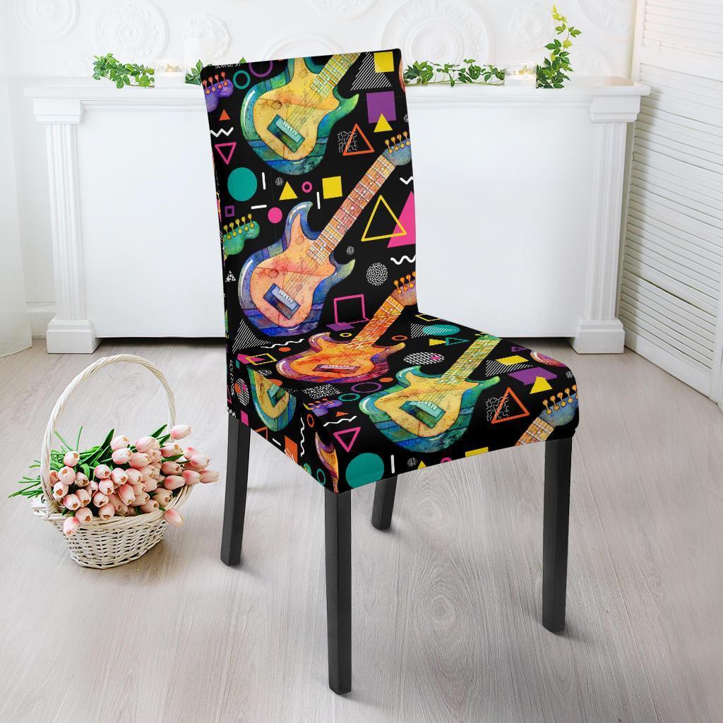 Colorful Electric Guitar Pattern Print Chair Cover-grizzshop