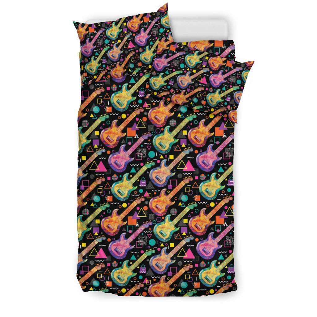 Colorful Electric Guitar Pattern Print Duvet Cover Bedding Set-grizzshop