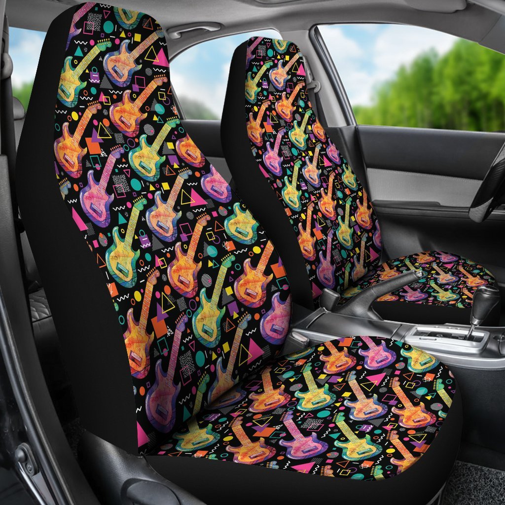 Colorful Electric Guitar Pattern Print Universal Fit Car Seat Cover-grizzshop