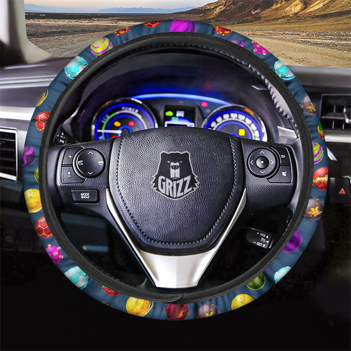 Colorful Galaxy Planets And Space Stars Print Pattern Car Steering Wheel Cover-grizzshop