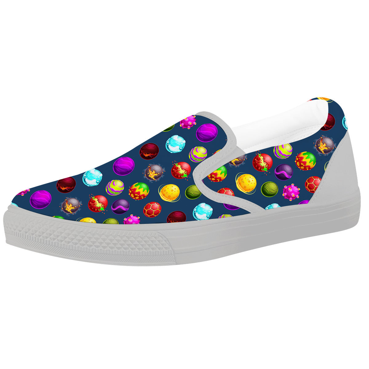 Colorful Galaxy Planets And Space Stars Print Pattern White Slip On Shoes-grizzshop