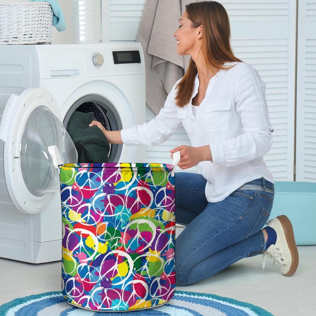 Colorful Hippie Laundry Basket-grizzshop