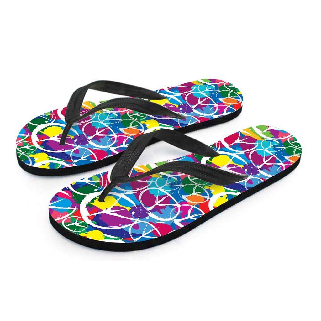 Colorful Hippie Men's Flip Flops-grizzshop