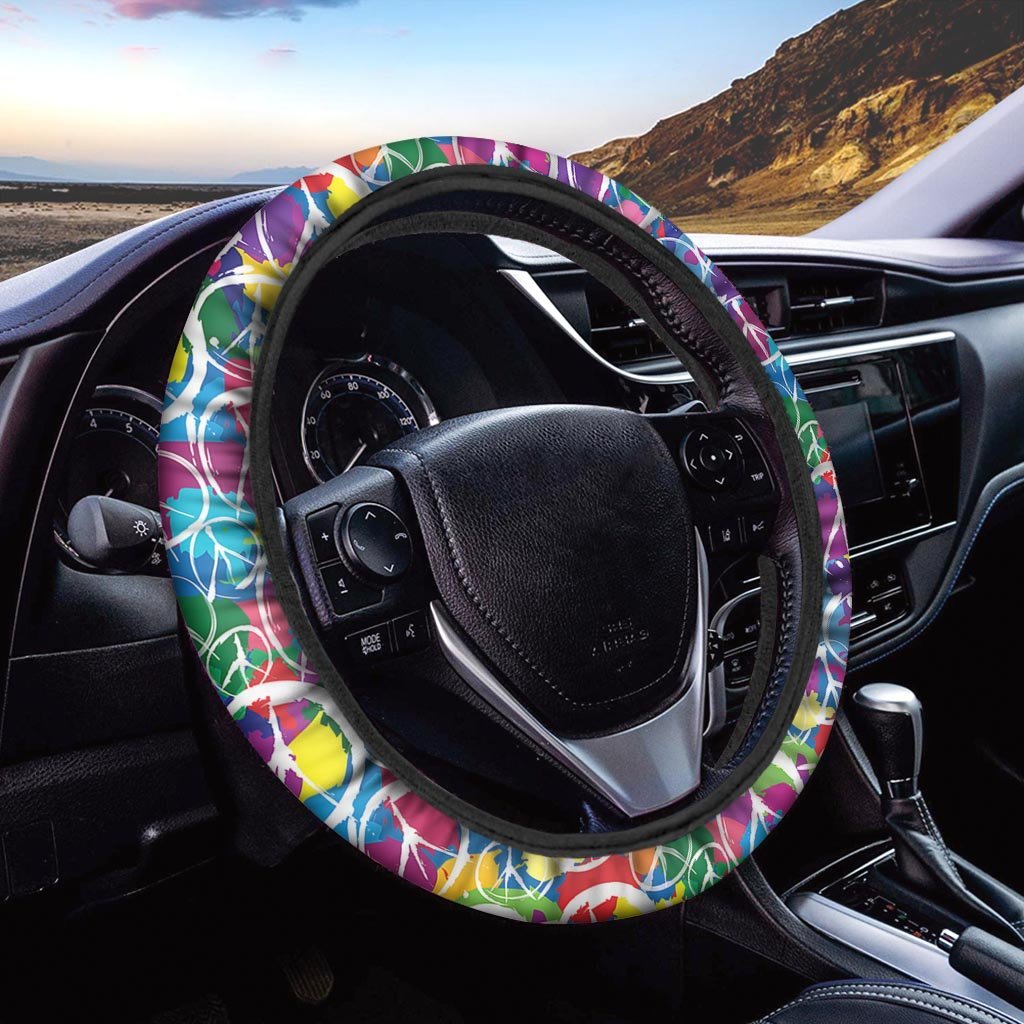 Colorful Hippie Steering Wheel Cover-grizzshop