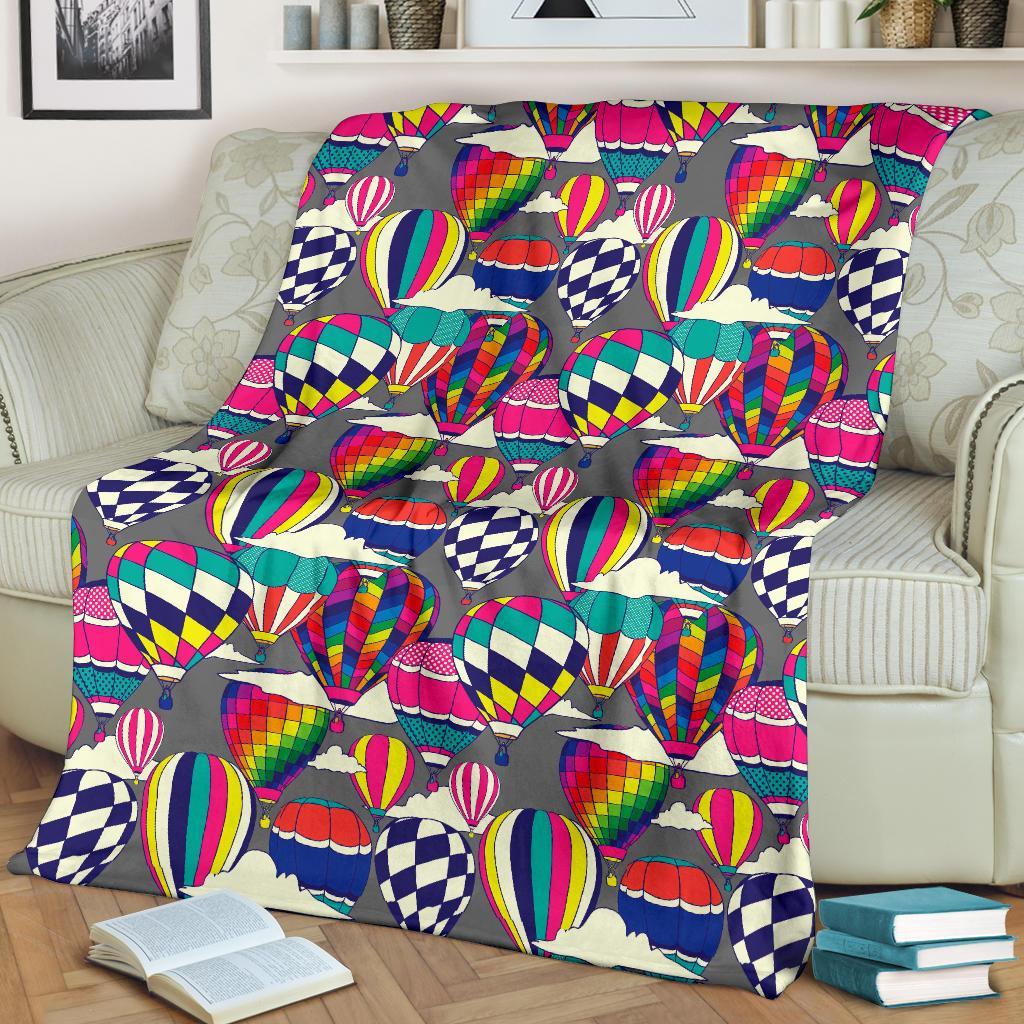 Colorful Hot Air Balloon Pattern Print Blanket-grizzshop