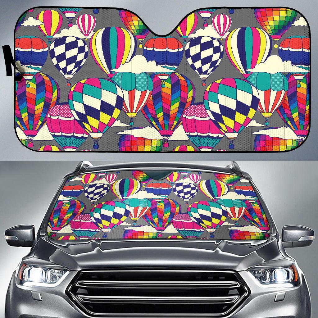 Colorful Hot Air Balloon Pattern Print Car Sun Shade-grizzshop