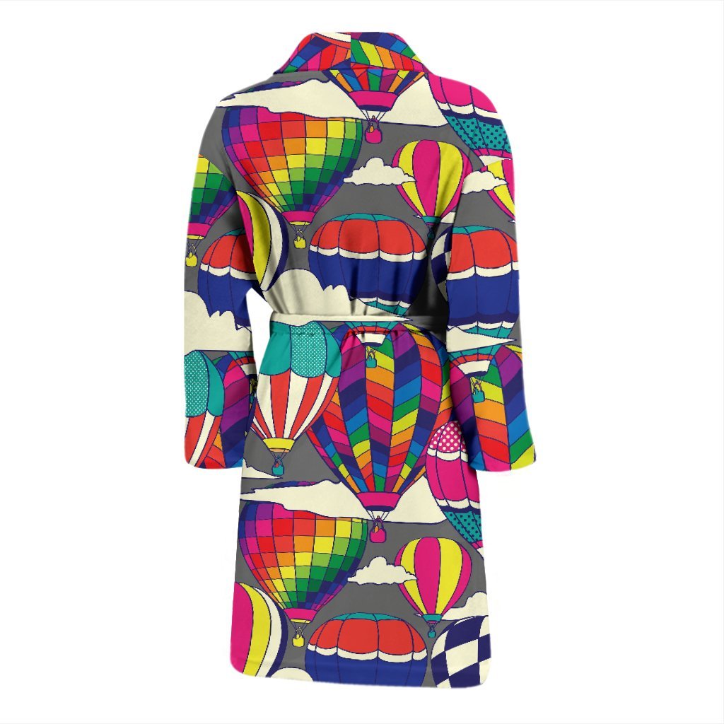 Colorful Hot Air Balloon Pattern Print Men Long Robe-grizzshop