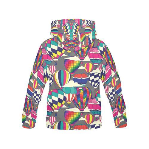 Colorful Hot Air Balloon Pattern Print Men Pullover Hoodie-grizzshop